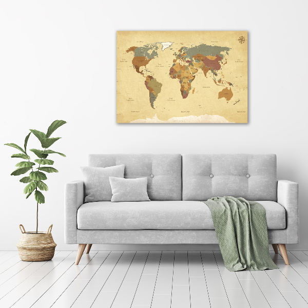 Cuadro canvas moderno de gran formato horizontal Mapa político