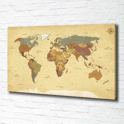 Cuadro canvas moderno de gran formato horizontal Mapa político