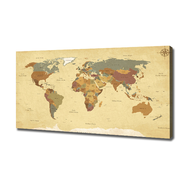 Cuadro canvas moderno de gran formato horizontal Mapa político