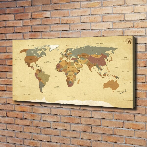 Cuadro canvas moderno de gran formato horizontal Mapa político