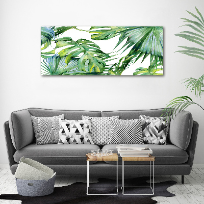 Cuadro canvas con impresión uv duradera horizontal hojas tropicales