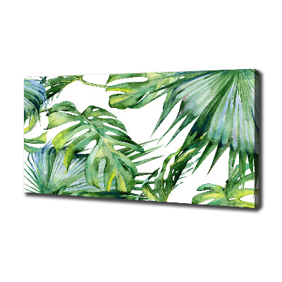 Cuadro canvas con impresión uv duradera horizontal hojas tropicales