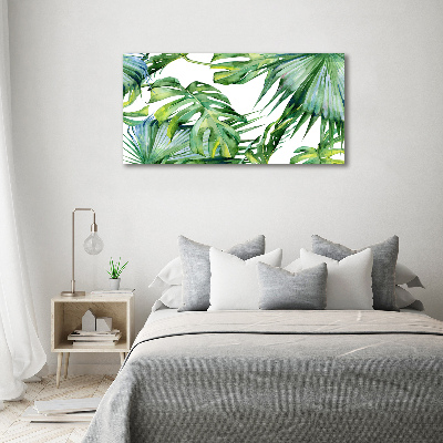 Cuadro canvas con impresión uv duradera horizontal hojas tropicales