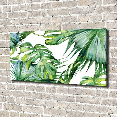 Cuadro canvas con impresión uv duradera horizontal hojas tropicales