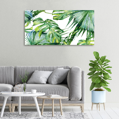 Cuadro canvas con impresión uv duradera horizontal hojas tropicales