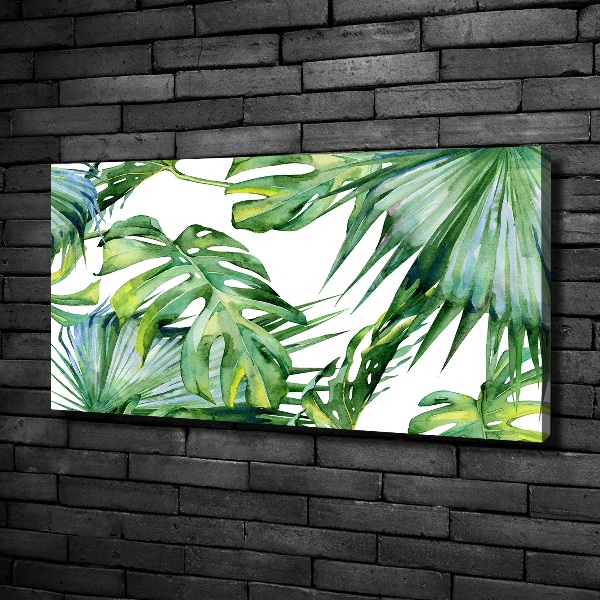 Cuadro canvas con impresión uv duradera horizontal hojas tropicales