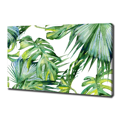 Cuadro canvas con impresión uv duradera horizontal hojas tropicales