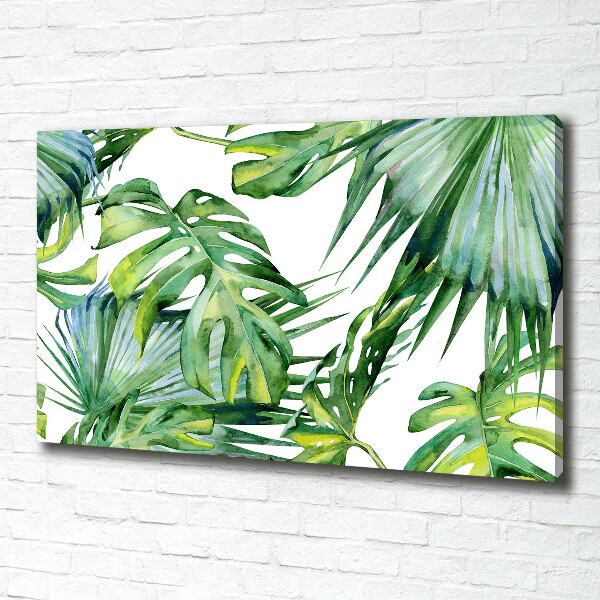 Cuadro canvas con impresión uv duradera horizontal hojas tropicales