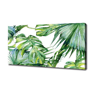 Cuadro canvas con impresión uv duradera horizontal hojas tropicales