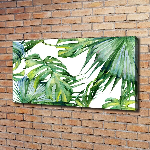 Cuadro canvas con impresión uv duradera horizontal hojas tropicales