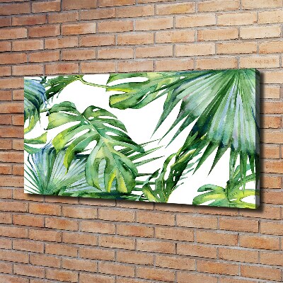 Cuadro canvas con impresión uv duradera horizontal hojas tropicales