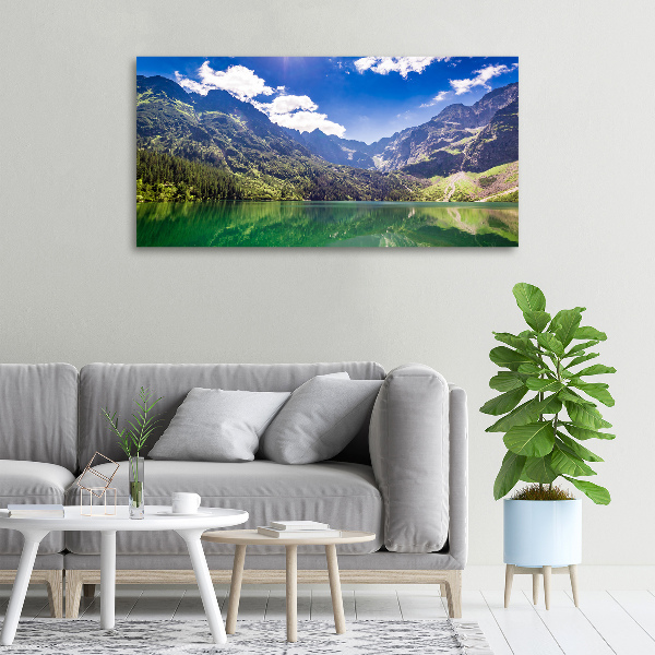 Foto en lienzo con acabado profesional horizontal El ojo de mar de los montes Tatra