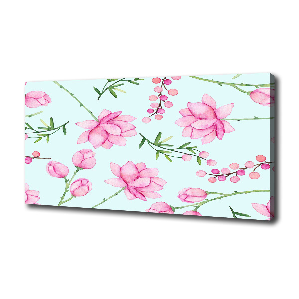 Cuadro canvas moderno de gran formato horizontal Flores y bayas