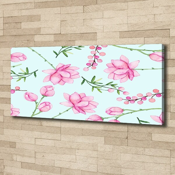 Cuadro canvas moderno de gran formato horizontal Flores y bayas