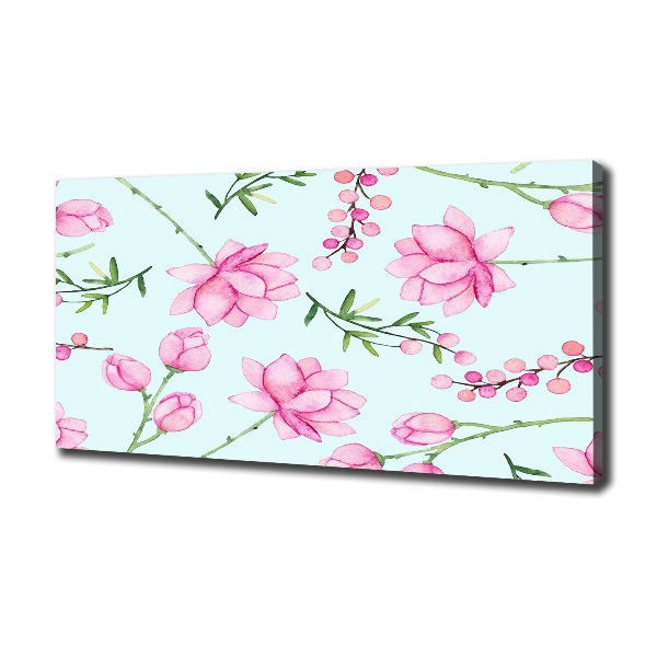 Cuadro canvas moderno de gran formato horizontal Flores y bayas