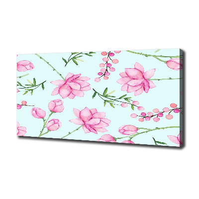 Cuadro canvas moderno de gran formato horizontal Flores y bayas