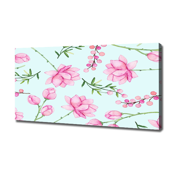 Cuadro canvas moderno de gran formato horizontal Flores y bayas