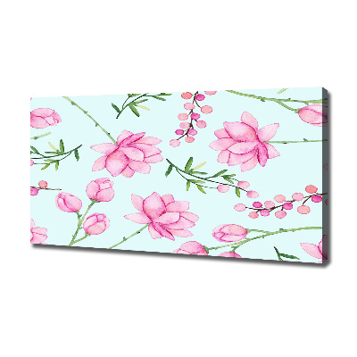 Cuadro canvas moderno de gran formato horizontal Flores y bayas