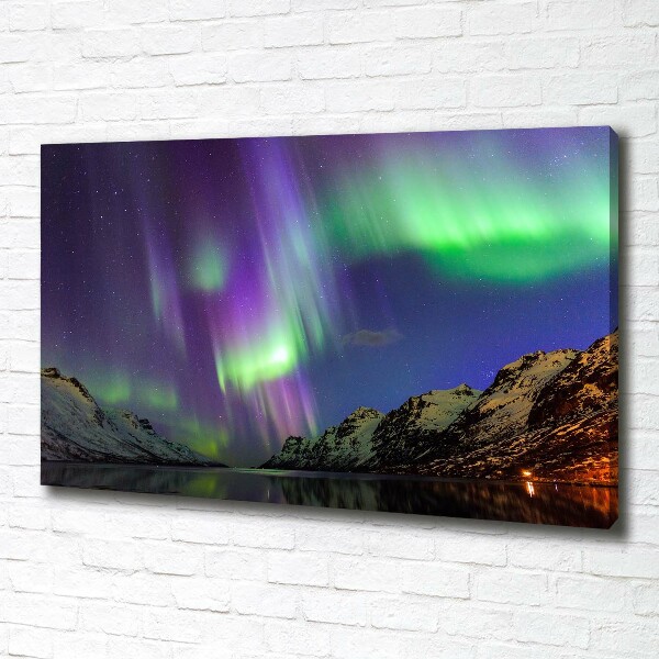Cuadro canvas con impresión uv duradera horizontal Auroras boreales