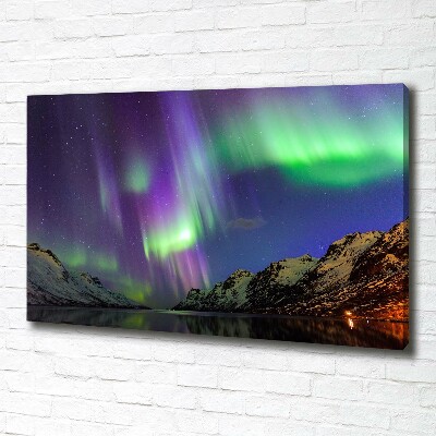 Cuadro canvas con impresión uv duradera horizontal Auroras boreales