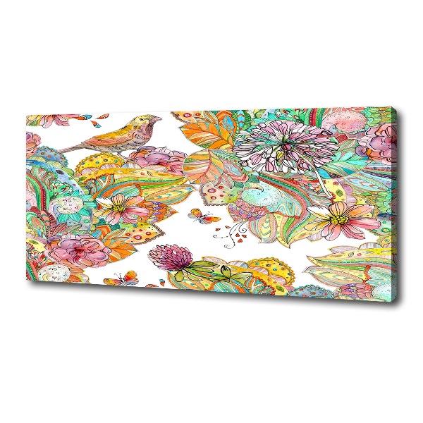 Cuadro canvas con impresión uv duradera horizontal Pájaro y adornos