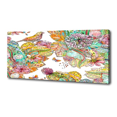 Cuadro canvas con impresión uv duradera horizontal Pájaro y adornos