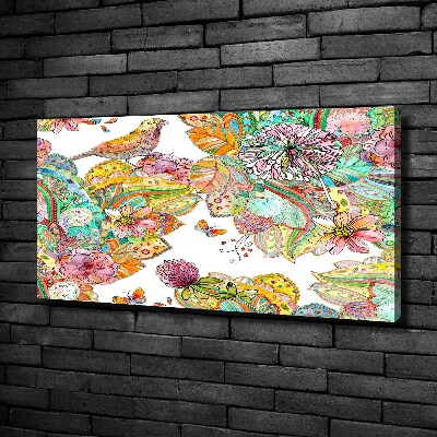 Cuadro canvas con impresión uv duradera horizontal Pájaro y adornos