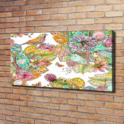 Cuadro canvas con impresión uv duradera horizontal Pájaro y adornos