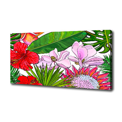 Cuadro canvas con impresión uv duradera horizontal flores hawaianas