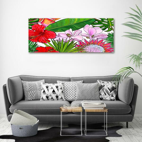 Cuadro canvas con impresión uv duradera horizontal flores hawaianas