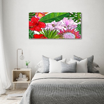 Cuadro canvas con impresión uv duradera horizontal flores hawaianas