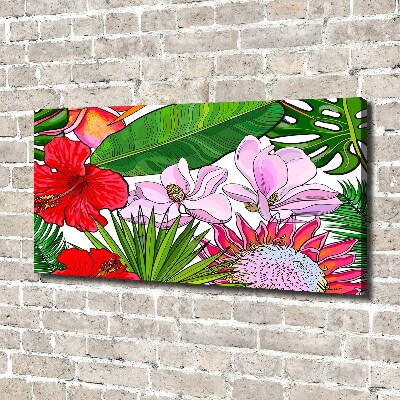 Cuadro canvas con impresión uv duradera horizontal flores hawaianas