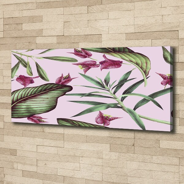Cuadro canvas moderno de gran formato horizontal flores tropicales