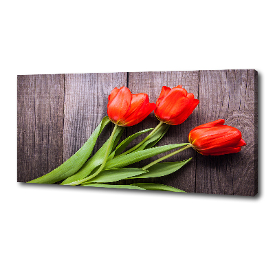 Cuadro canvas con impresión uv duradera horizontal tulipanes rojos