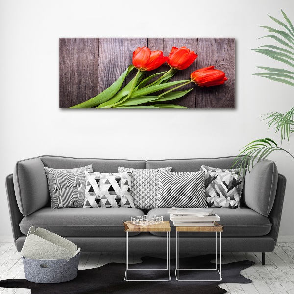 Cuadro canvas con impresión uv duradera horizontal tulipanes rojos