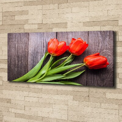Cuadro canvas con impresión uv duradera horizontal tulipanes rojos