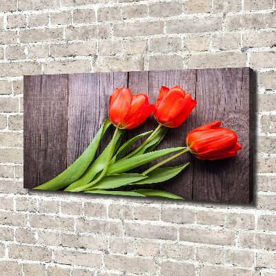 Cuadro canvas con impresión uv duradera horizontal tulipanes rojos