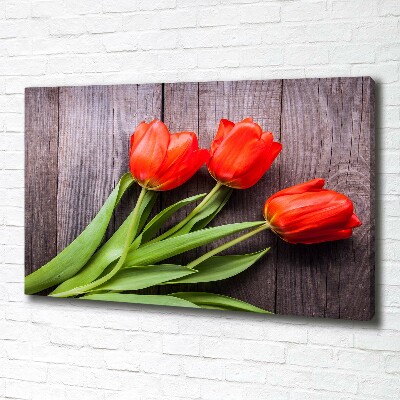 Cuadro canvas con impresión uv duradera horizontal tulipanes rojos