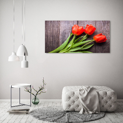 Cuadro canvas con impresión uv duradera horizontal tulipanes rojos
