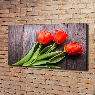 Cuadro canvas con impresión uv duradera horizontal tulipanes rojos