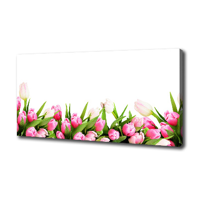 Cuadro canvas moderno de gran formato horizontal tulipanes rosados