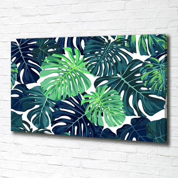 Fotocuadro en lienzo de alta calidad horizontal hojas tropicales