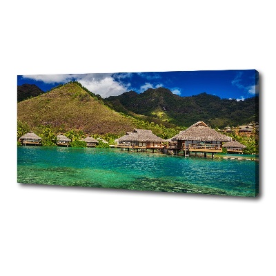 Fotocuadro en lienzo de alta calidad horizontal Bungalows sobre el agua