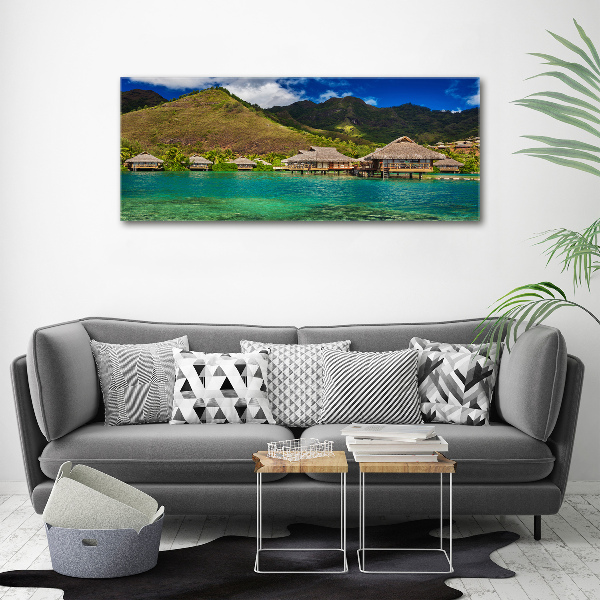 Fotocuadro en lienzo de alta calidad horizontal Bungalows sobre el agua