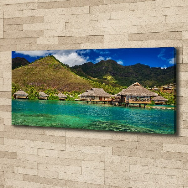 Fotocuadro en lienzo de alta calidad horizontal Bungalows sobre el agua