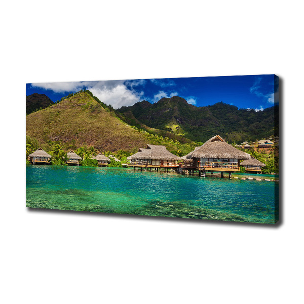 Fotocuadro en lienzo de alta calidad horizontal Bungalows sobre el agua