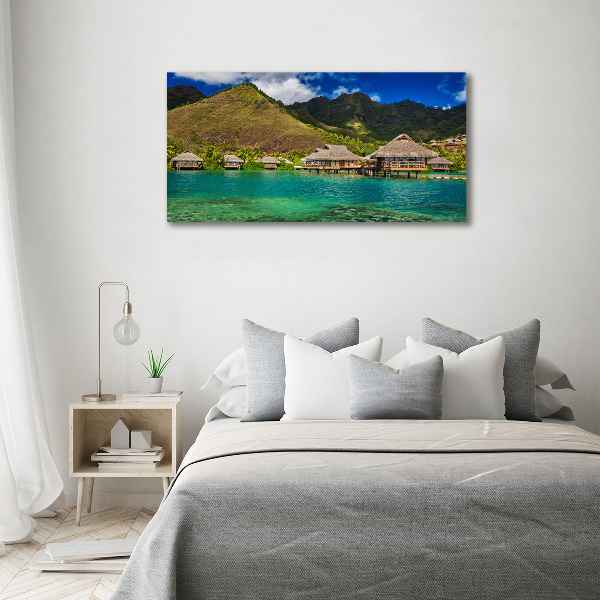 Fotocuadro en lienzo de alta calidad horizontal Bungalows sobre el agua