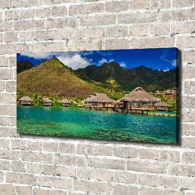 Fotocuadro en lienzo de alta calidad horizontal Bungalows sobre el agua