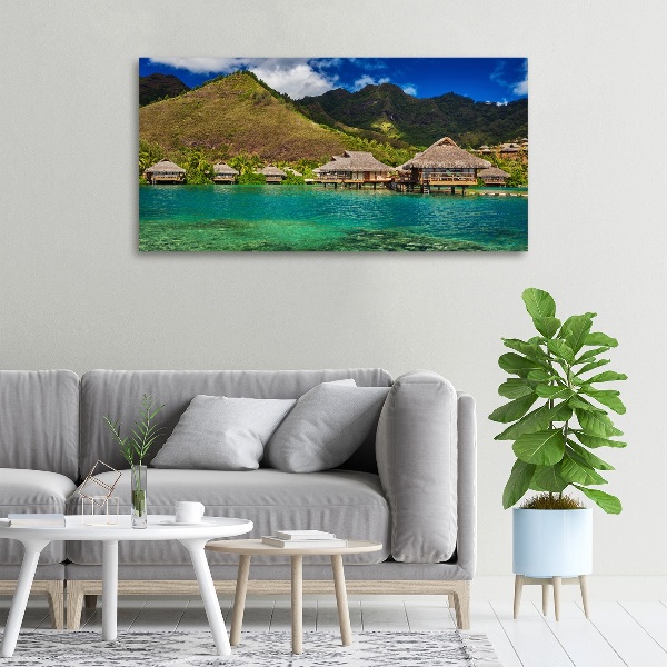 Fotocuadro en lienzo de alta calidad horizontal Bungalows sobre el agua