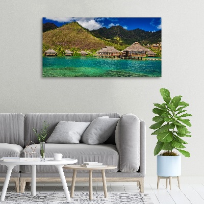 Fotocuadro en lienzo de alta calidad horizontal Bungalows sobre el agua